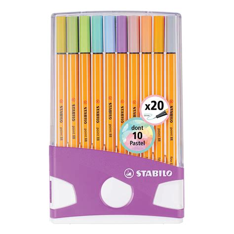 20 Stylos Feutres STABILO Point 88 Pointe Fine ColorParade Classique