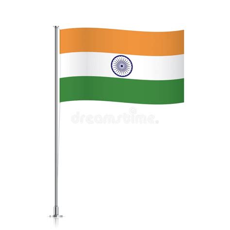 Flag Of India Waving On A Metallic Pole Stock Vector Illustration Of