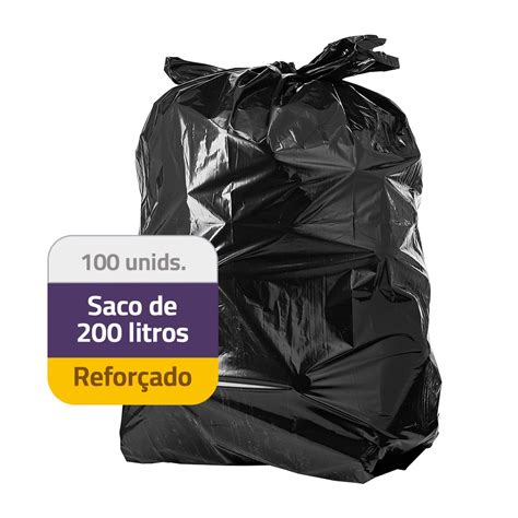 Saco de Lixo Reforçado 200 Litros Resistente 100Un Micra 0 08 Shopee