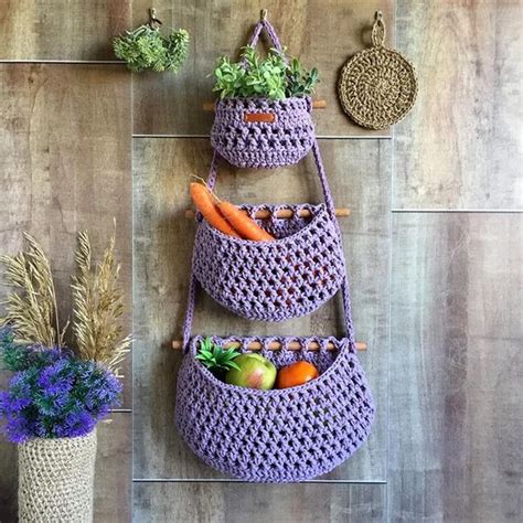 Paniers Suspendus Au Crochet Pour Fruits