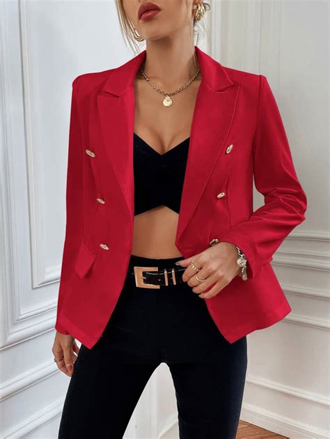 Shein Bizwear Lapel Neck Double Breasted Blazer Shein Usa