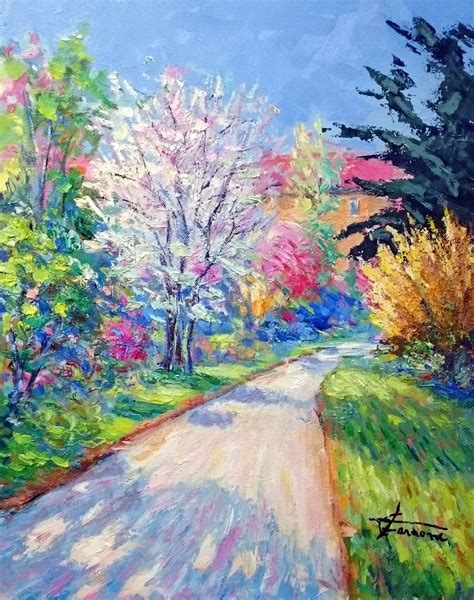 Primavera In Fiore Dipinto Giuseppe Faraone Dipinti Impressionisti