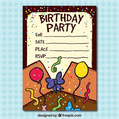 Invitación De Cumpleaños Dibujada A Mano Vector Gratis