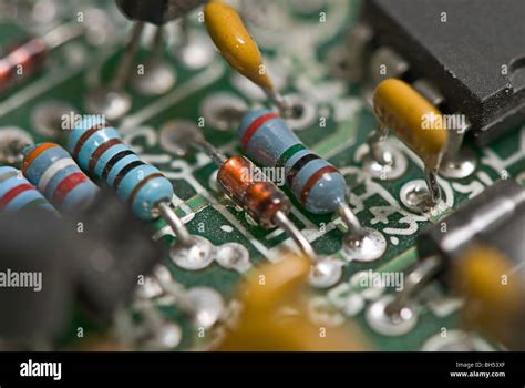 Electrical Components On A Printed Circuit Board Stock Photo Alamy