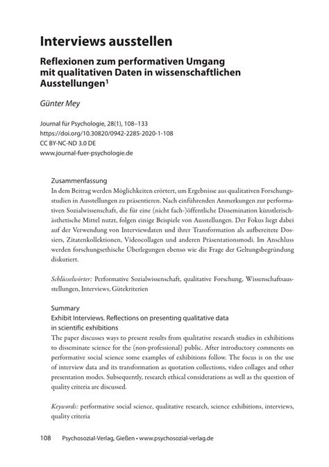 PDF Interviews Ausstellen Reflexionen Zum Performativen Umgang Mit