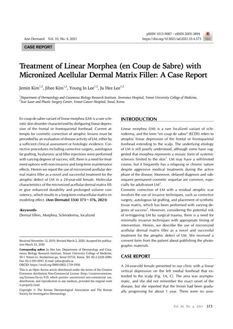 (PDF) Treatment of Linear Morphea (en Coup de Sabre) with Micronized ...