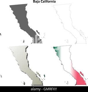 Baja California Map Silhouette Isolated On White Background Mexico