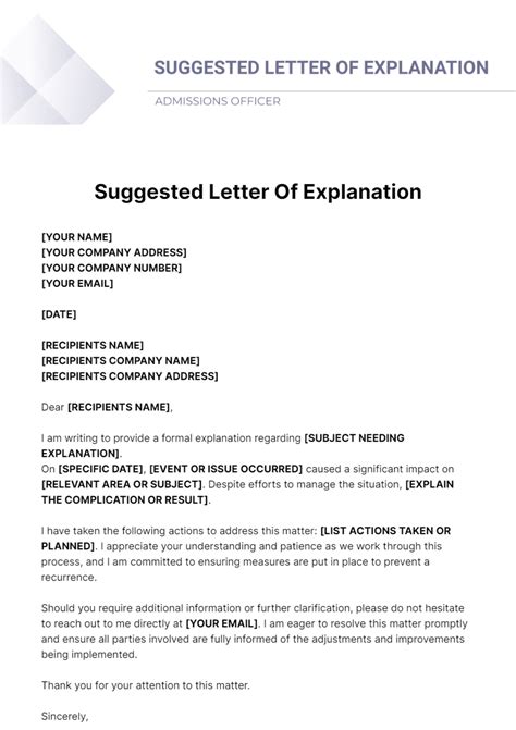 Free Suggested Letter Of Explanation Template Edit Online And Download