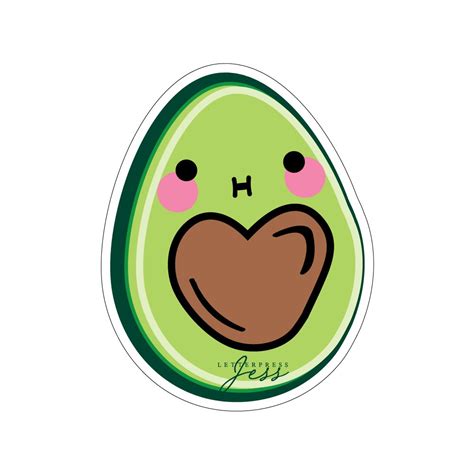 Avocado Cutie Kawaii Sticker Letterpress Jess