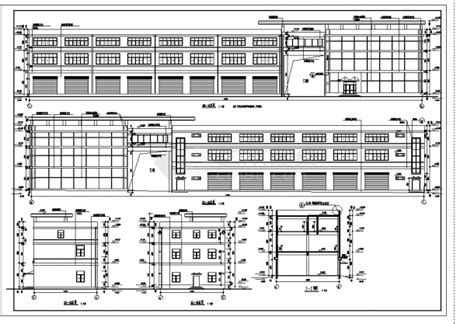 厂房设计2套多层厂房车间宿舍综合楼建筑设计施工cad图纸宿舍楼土木在线