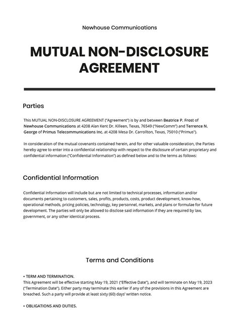 Mutual Nda Agreement Template