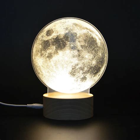 Creative D Acrylic Illusion Moon Light Lamp Atmosphere Warm White Led