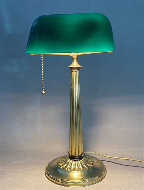 Antique Emeralite Green Shade Bankers Lamp By Hg Mcfaddin And Co Model