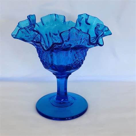 Blue Glass Compote Etsy