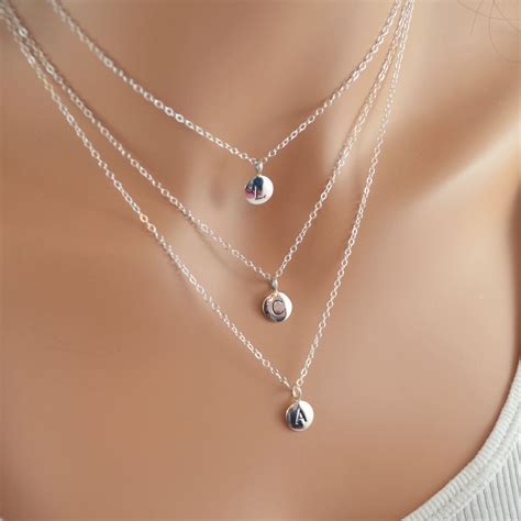 Initial Layered Necklaces Sterling Silver Personalized