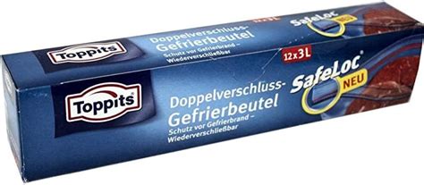 Toppits Doppelverschluss Gefrierbeutel SafeLoc 12 X 3 L Amazon De