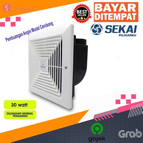 Jual SEKAI MVF 893 Ceiling Exhaust Hexos Heksos Fan Plafon 8 Inch Kipas