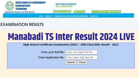 Tsbie Cgg Gov In TS Inter 1st 2nd Year Results 2024 Manabadi