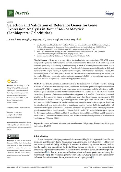 PDF Selection And Validation Of Reference Genes For Gene Expression