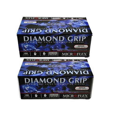 Microflex MF300M (2 Pack) Diamond Grip Latex Gloves, Size Medium, Pack ...