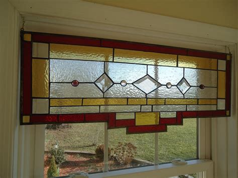 Tiffany Styled Stained Glass Transom Window Panel Valance