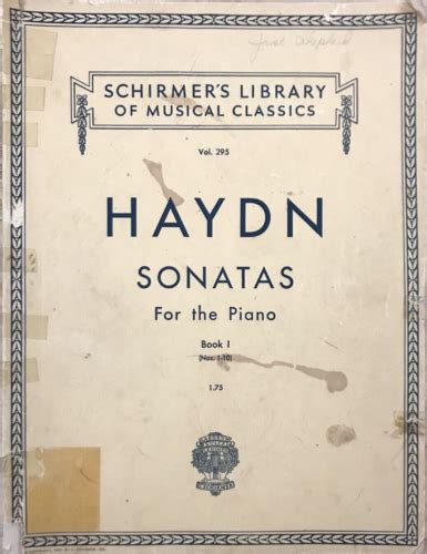 Schirmers Library Of Musical Classics Haydn Sonatas For Piano Book