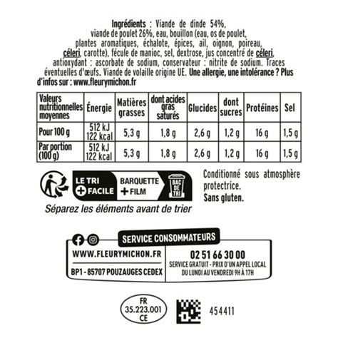 Haché de dinde à poêler FLEURY MICHON la barquette de 2 200 g à