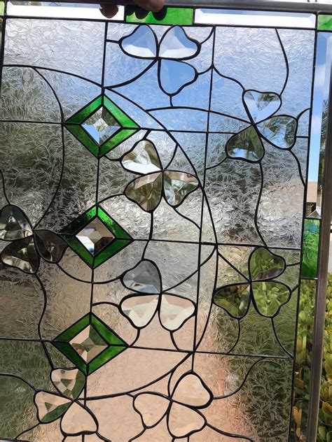 Irish Shamrock Stained And Beveled Glass Window Panel Hangings Etsy