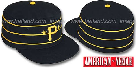 Pirates 1977 PILLBOX Black Fitted Hat by American Needle at hatla