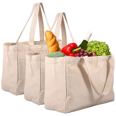 3pcs Canvas Grocery Bag Large Capacity Grocery Shopping Bags Heavy Duty Reusable Grocery Tote