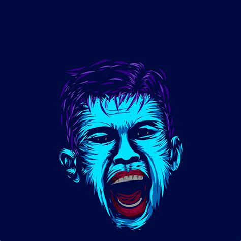 Angry Man Line Pop Art Potrait Logo Colorful Design With Dark