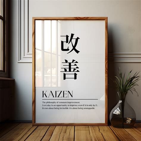 Kaizen Poster Kaizen Minimalist Japanese Wall Art Quote Print Painting