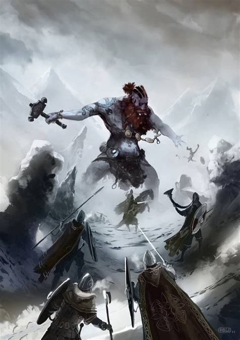 Battling A Frost Giant Fantasy Warrior Fantasy Rpg High Fantasy