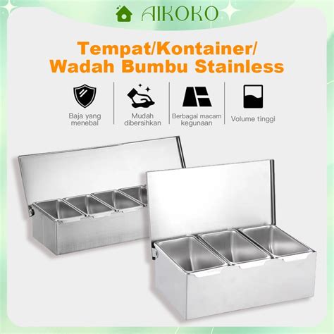 Jual Seasoning Box Kotak Bumbu Stainless Tempat Bumbu Rempah Spices