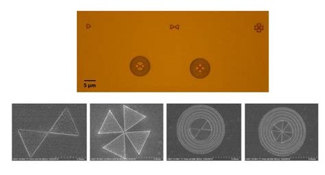 A Optical And B SEM Images Of Gold Nanoantennas And Double Cavities