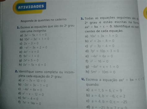 Escreva As Equações Que São Do 2° Grau Com Uma Incógnita Br