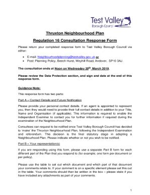 Fillable Online Neighbourhood Plan Pre Submission Consultation Fax