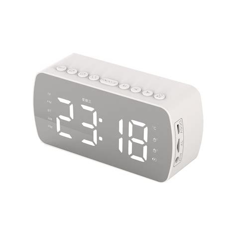 Lyucraz Speaker Led Mirror Digital Alarm Clock Big Time Display Table Alarm Clock Wireless