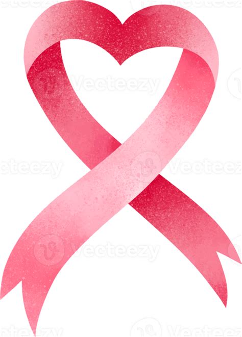 Pink Ribbon Breast Cancer Awareness Symbol In Heart Shape Png File No Background 30547487 Png