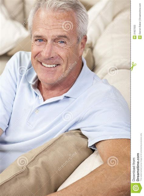 Happy Handsome Senior Man Smiling At Home Men Over 50 Smiling Man