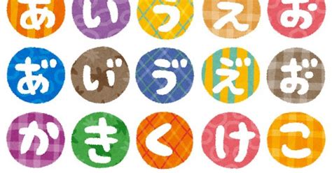 無料イラスト かわいいフリー素材集 ひらがな50音の丸型・白抜きイラスト文字