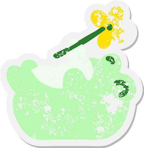 frog with flower grunge sticker 11120606 Vector Art at Vecteezy