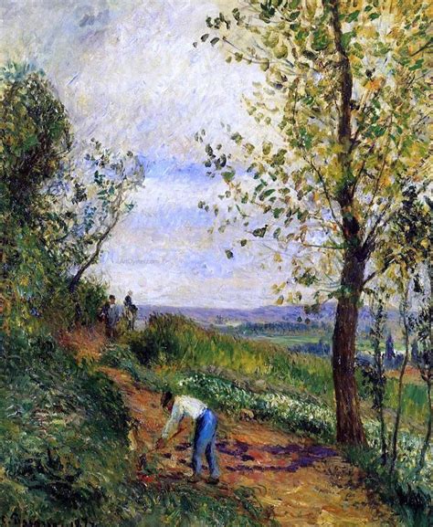 Landscape With A Man Digging By Camille Pissarro Hand Painted Oil