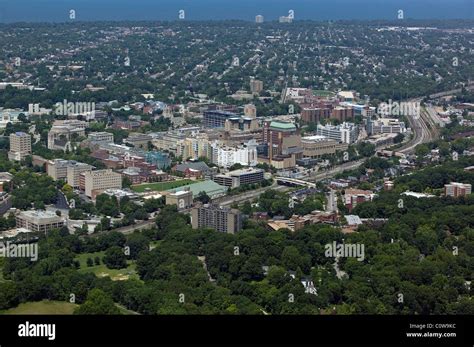 aerial view above medical campus Cleveland Clinic Ohio Stock Photo ...