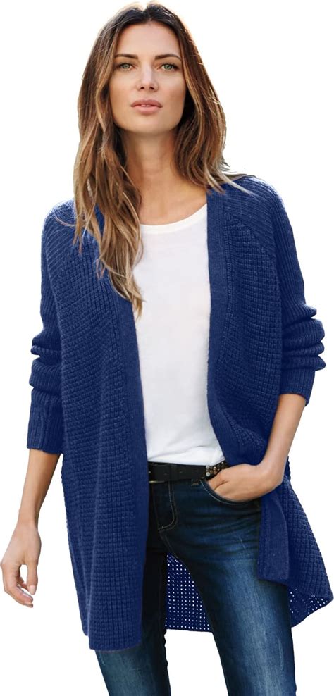 Ellos Women S Plus Size Open Front Waffle Cardigan Oversized Long