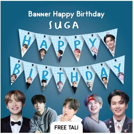 Jual Banner Happy Birthday Suga Bts Hbd Hiasan Ulang Tahun Dekorasi