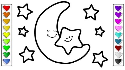 How To Draw Moon And Stars Step By Step L Drawing And Coloring Pages