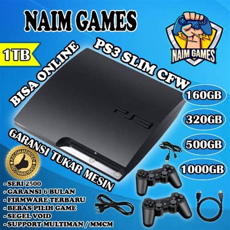 Jual PS3 SLIM CFW 1TB Seri 25 PS 3 SLIM Seri 25XX 1000GB 500GB 2stik