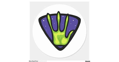 Alien Hand Print Round Sticker Zazzle