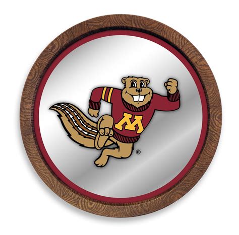 Minnesota Golden Gophers Mascot "Faux" Barrel Top Mirrored Wall Sign